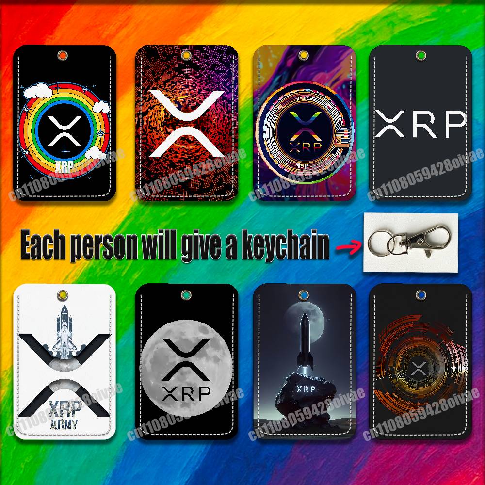 Leatherwork Keychain - Xrp リップル暗号デジタル通貨 ID クリップクレジット銀行ワークカードホルダーケースバッジバッグオーナメントキーキーホルダー