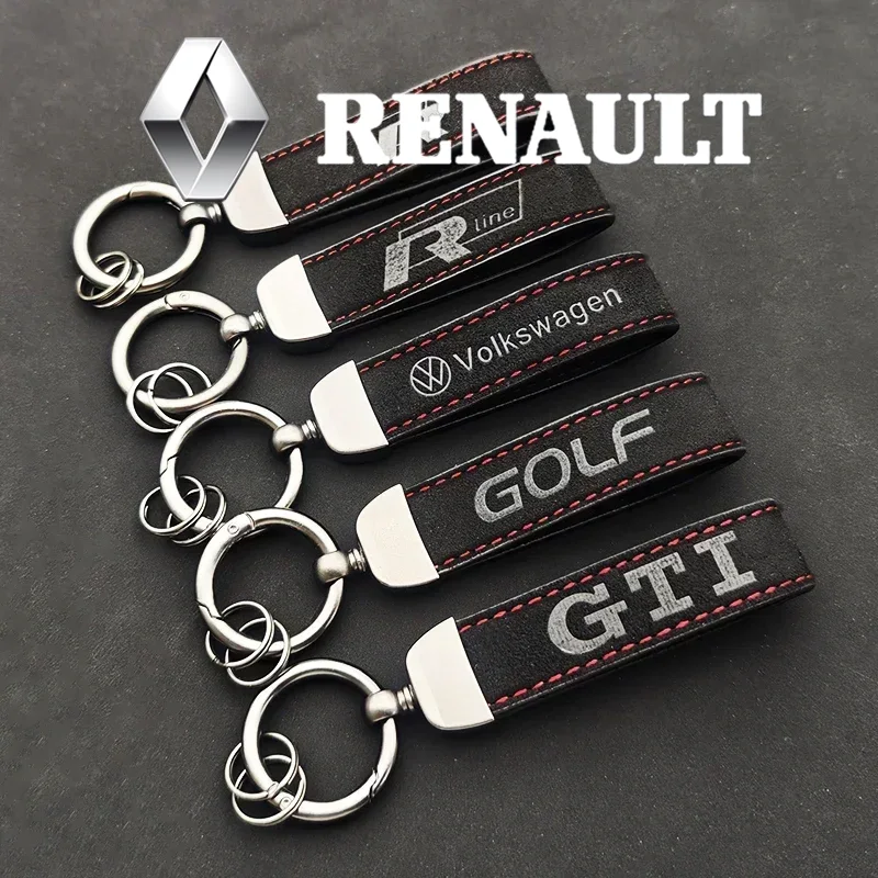 Leatherwork Keychain - 2025年 女性 男性 スエードレザー ロゴ入り 高級車キーホルダー