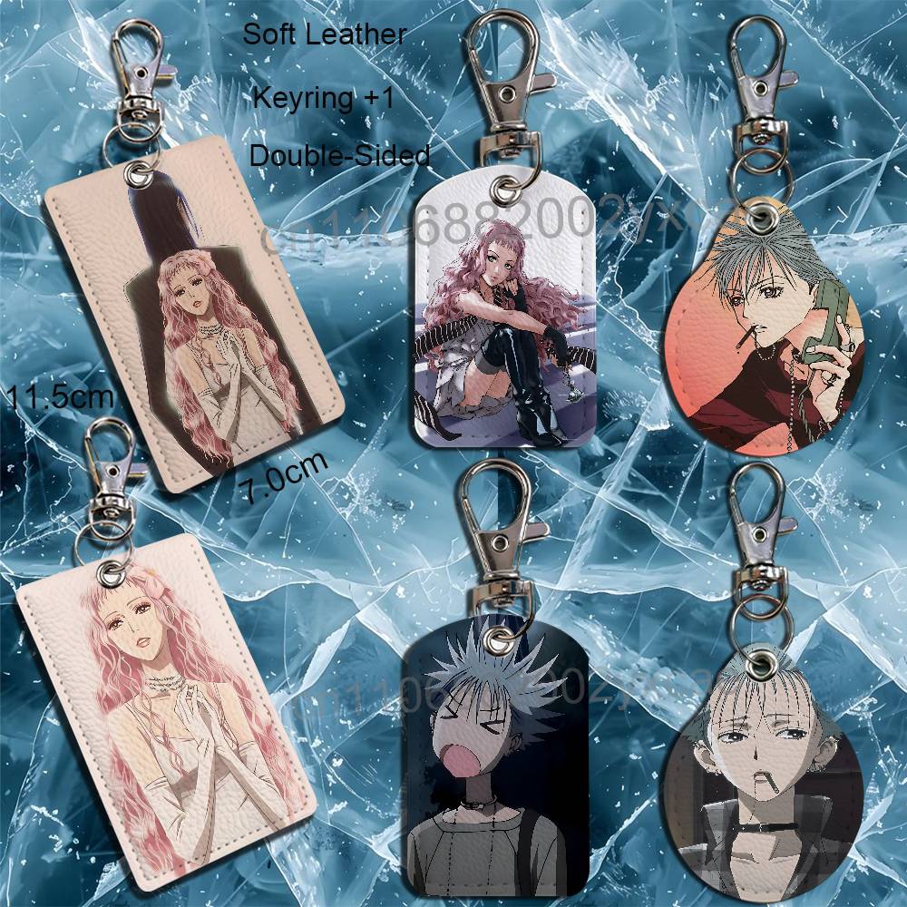 Leatherwork Keychain - 芹川レイラ、岡崎真一 NANAホルダー、銀行・ビジネス・ワークカードホルダー、学生証ケース、バスカードキーホルダー