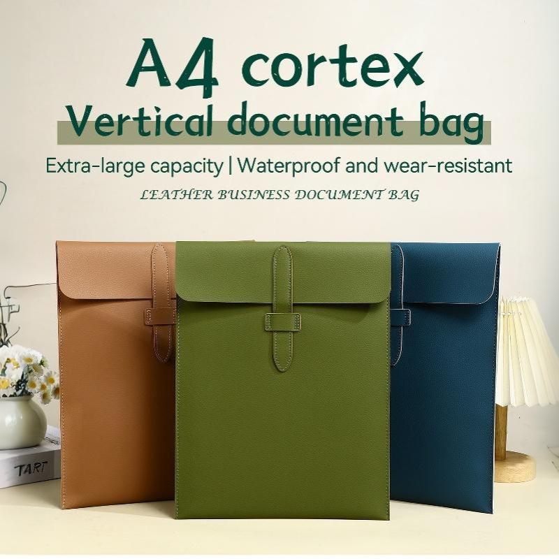 Leather Work Folder - A4 傷つきにくい厚手の革製ドキュメントフォルダー 契約書収納バッグ オフィスワーク ビジネス会議用