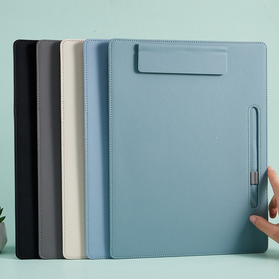 Leather Work Folder - A4レザーライティングクリップ、ビジネスフォルダー、データブック、オフィスストレージメニュークリップ、契約書クリップ、楽譜クリップ