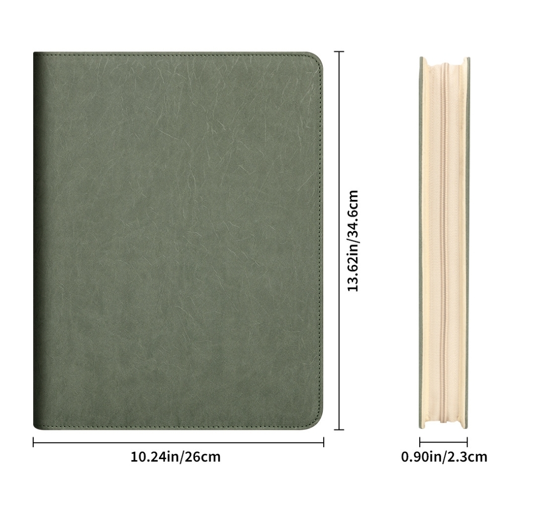 新しい A4 ジッパー付きパッドフォリオ フォルダー、多機能 - Leather Work Folder のレビューと価格