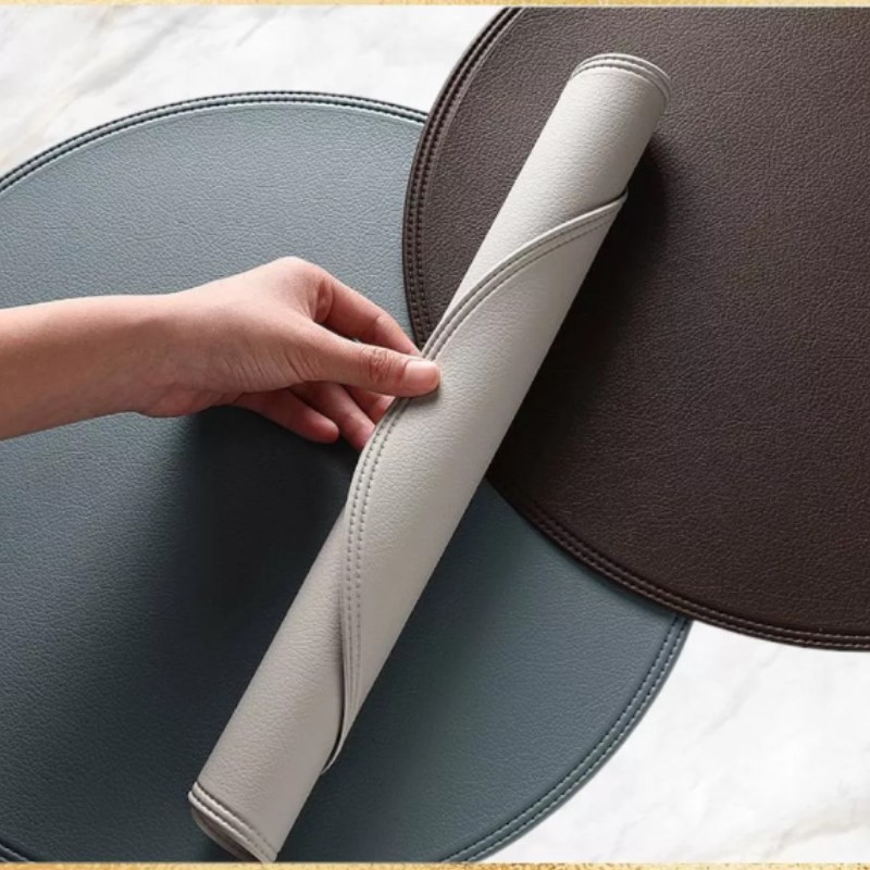1/6/10 個黒ラウンドプレースマットテーブルマット食器パ - Leatherwork Desk のレビューと価格