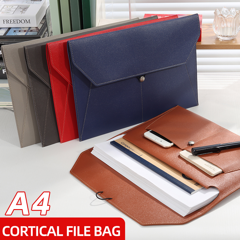 A4 ビジネスレザーファイルバッグ多機能クランプ防水フォルダ - Leather Work Folder のレビューと価格