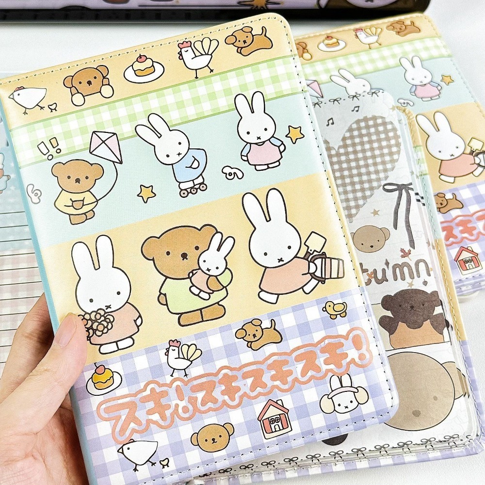 ミッフィーウサギのコラージュノートブックかわいい塗装レザーカ - Leather Work Notepad のレビューと価格