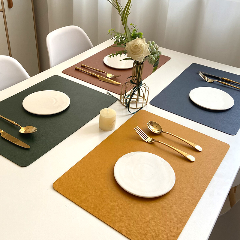 二層革テーブルマット北欧耐熱プレースマット断熱防水耐油テーブ - Leatherwork Desk のレビューと価格