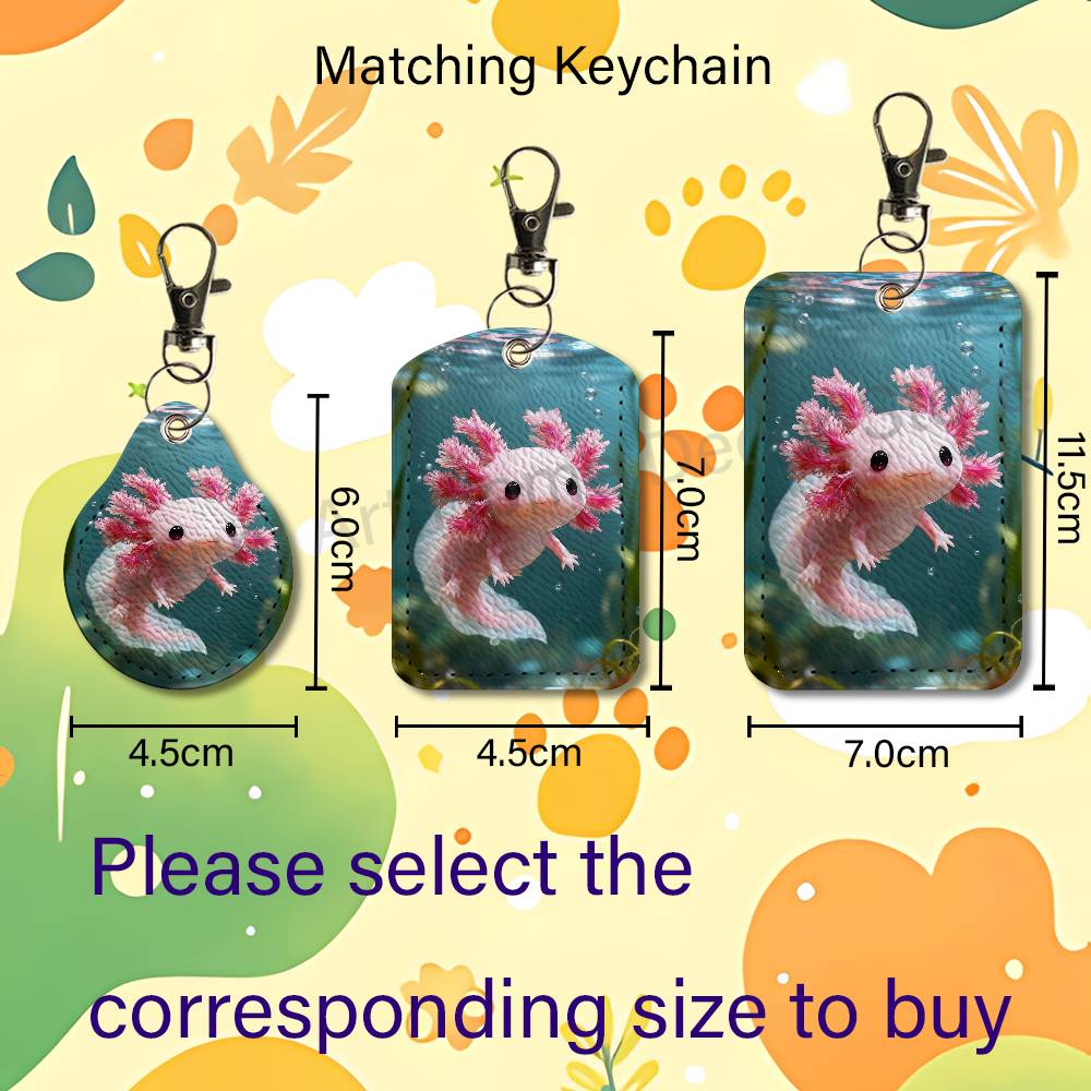 かわいいピンクの A-Axolotl 漫画ホルダーキーホルダ - Leather Work Leather のレビューと価格