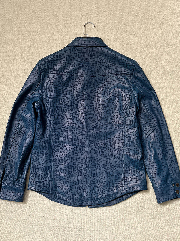男性春クロコダイルパターン本物の羊皮本革ジャケットビジネスワ - Leatherwork Patterns Free のレビューと価格