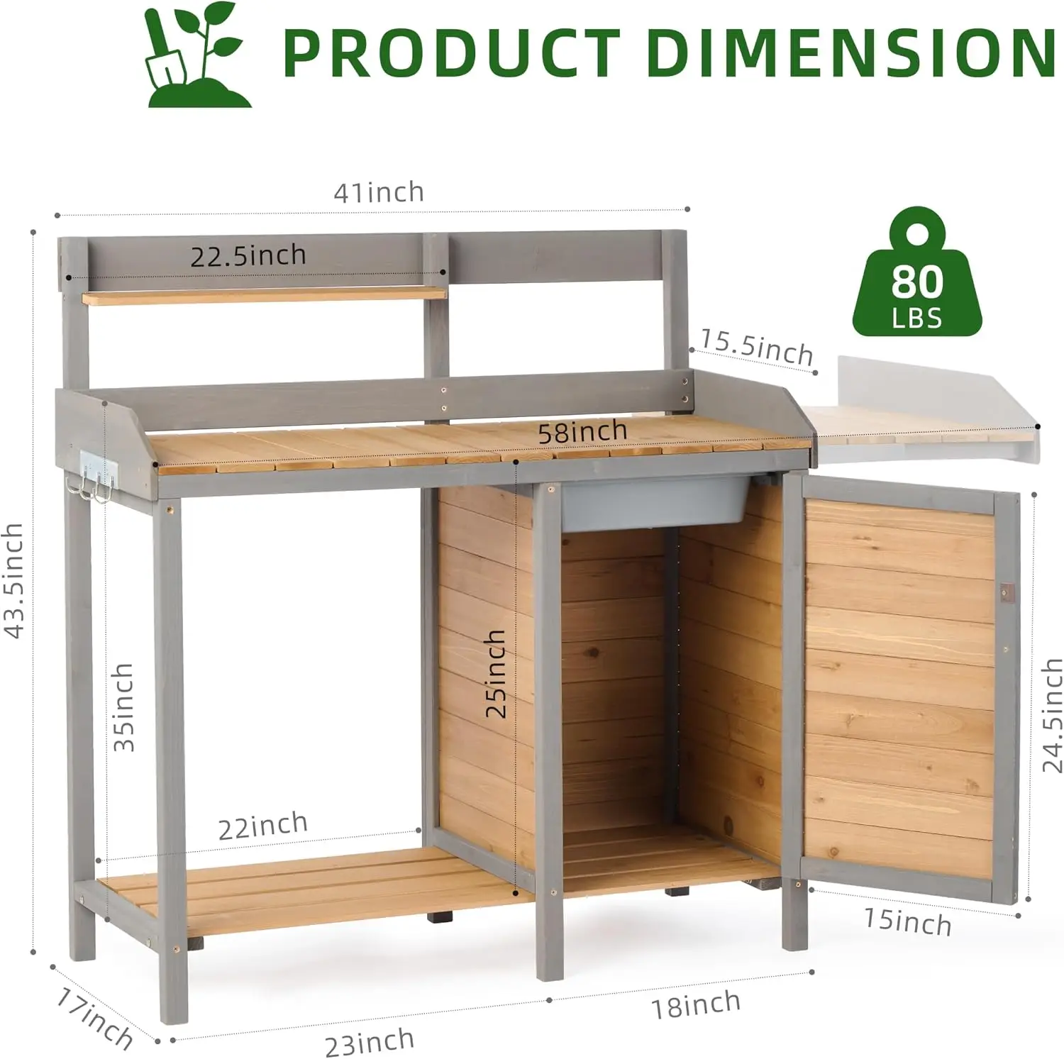 木製の植木鉢置き台（シンク付き）、屋外ガーデンテーブル兼作業 - Leatherwork Bench のレビューと価格