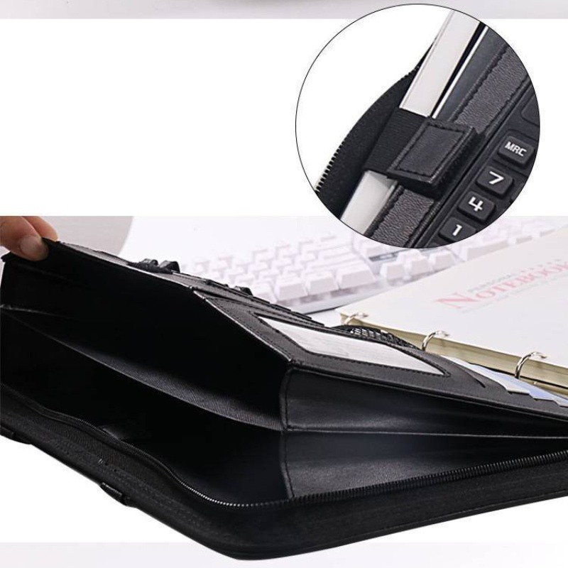 1Pc A4 PU レザージッパーファイルフォルダーバッグド - Leather Work Folder のレビューと価格