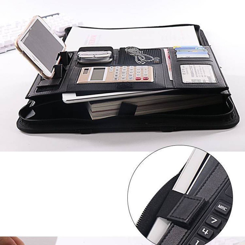 1Pc A4 PU レザージッパーファイルフォルダーバッグド - Leather Work Folder のレビューと価格