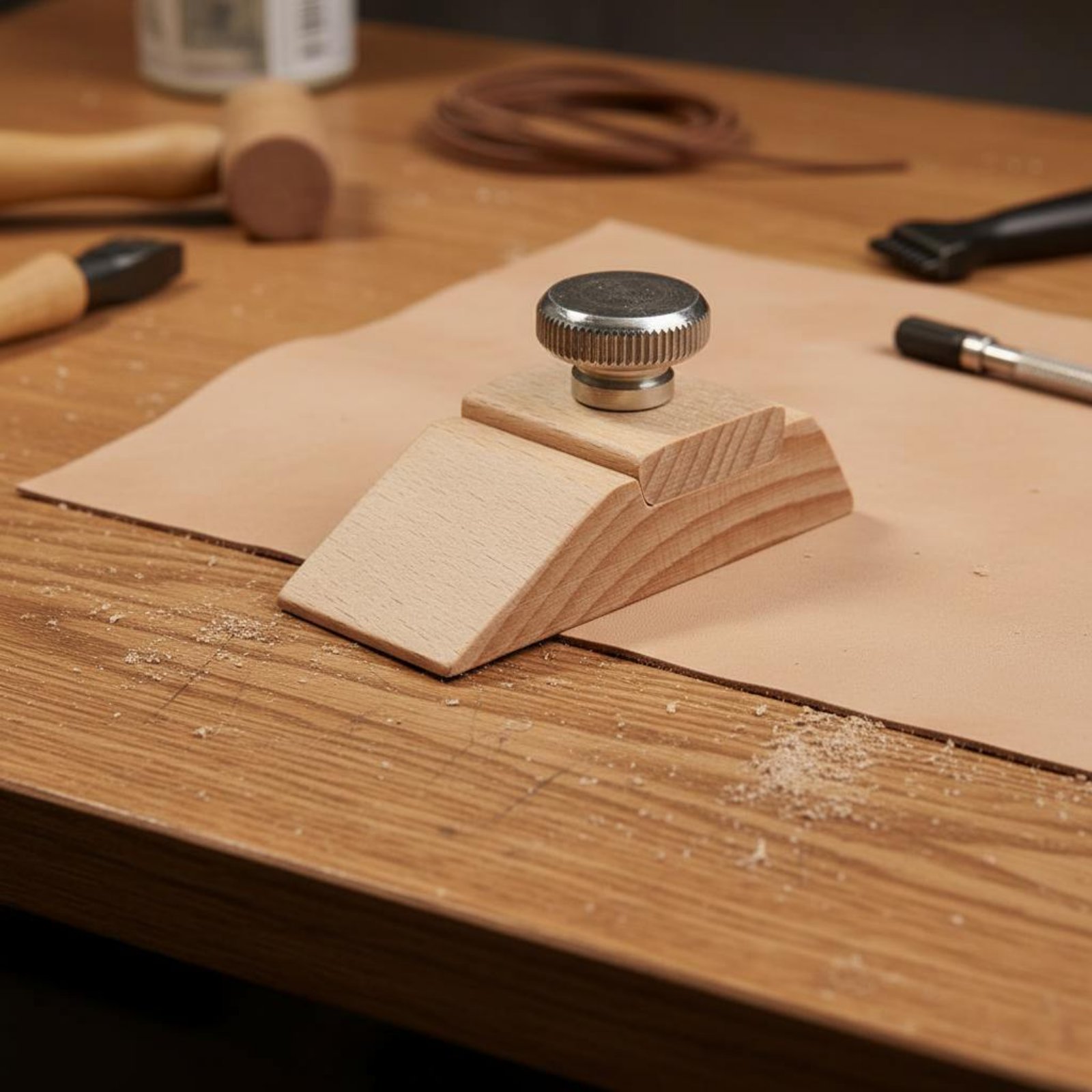 レザーボーダーサンディングブロック 調節可能なクランプ 木製 - Leatherworker Block のレビューと価格