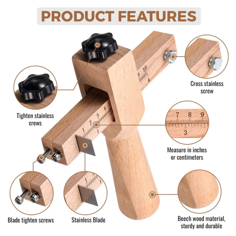 5ブレードの革と革のベルトカッター,調整可能なストラップ付き - Leatherwork Projects のレビューと価格