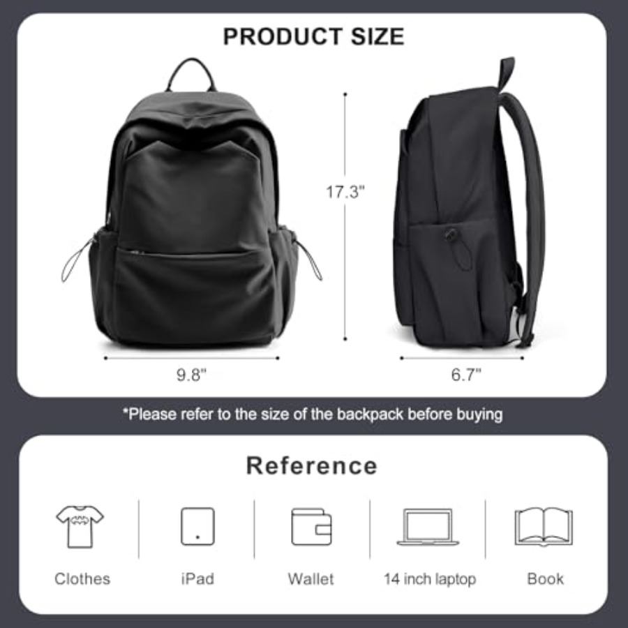 女性用ブラックバックパック、大学用小型スクールバックパック、 - Leather Work Leather のレビューと価格